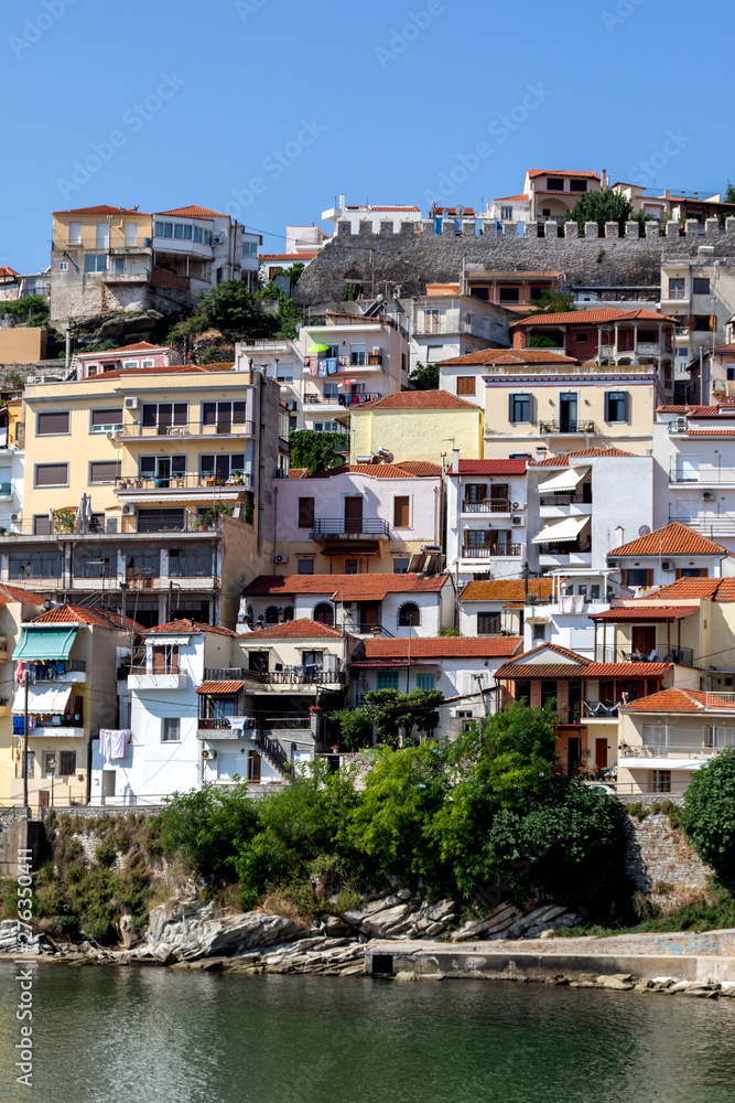 Panorama of old town of city of Kavala, Greece