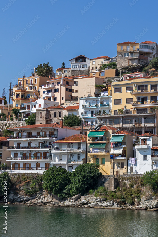 Panorama of old town of city of Kavala, Greece