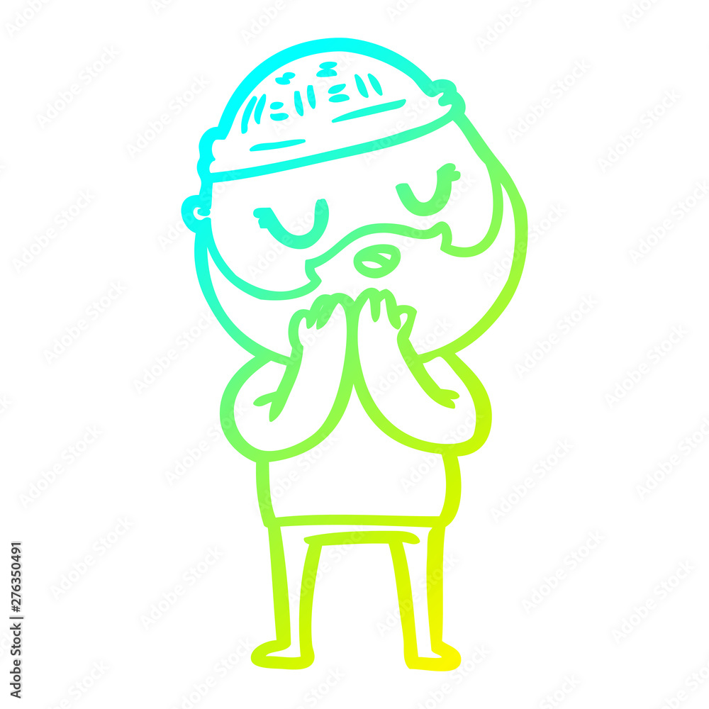 Fototapeta premium cold gradient line drawing cartoon man with beard