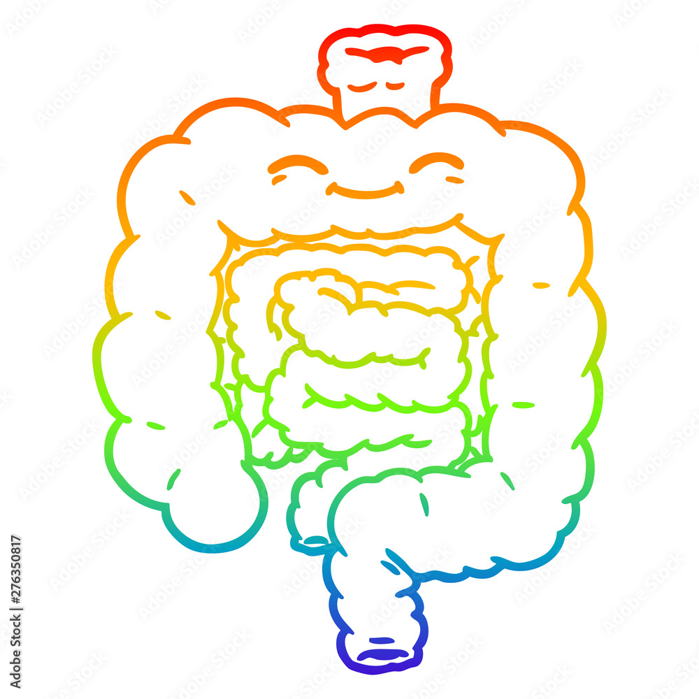 rainbow gradient line drawing cartoon intestines rainbow gradient line drawing cartoon intestines
