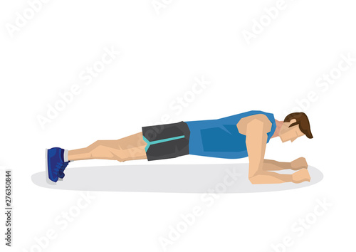 Illustration of a strong man exercising. Concept of healthy fitness.