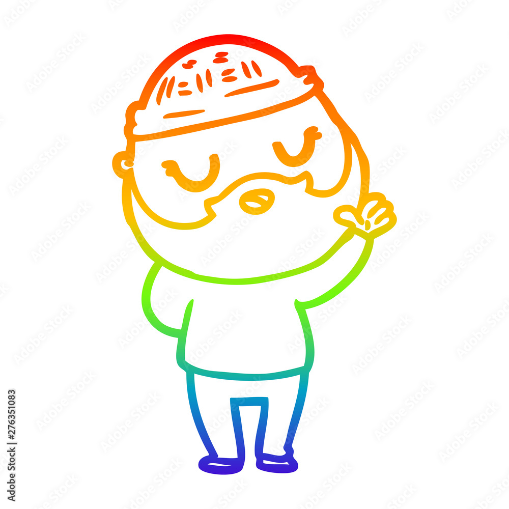 rainbow gradient line drawing cute cartoon man with beard rainbow gradient line drawing cute cartoon man with beard