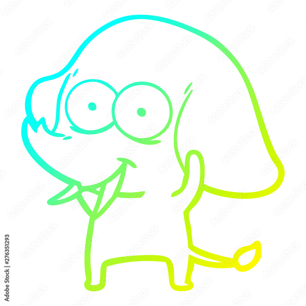 cold gradient line drawing happy cartoon elephant cold gradient line drawing happy cartoon elephant