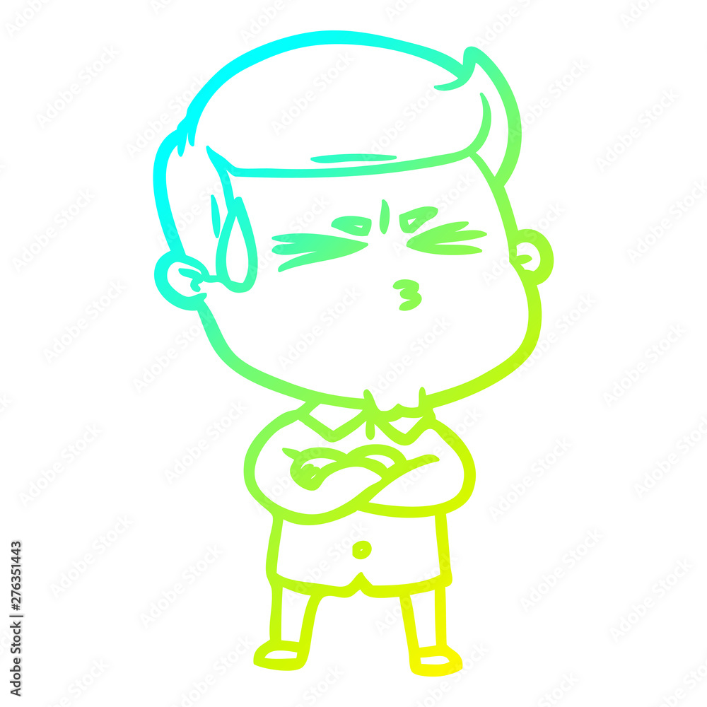 cold gradient line drawing cartoon man sweating cold gradient line drawing cartoon man sweating