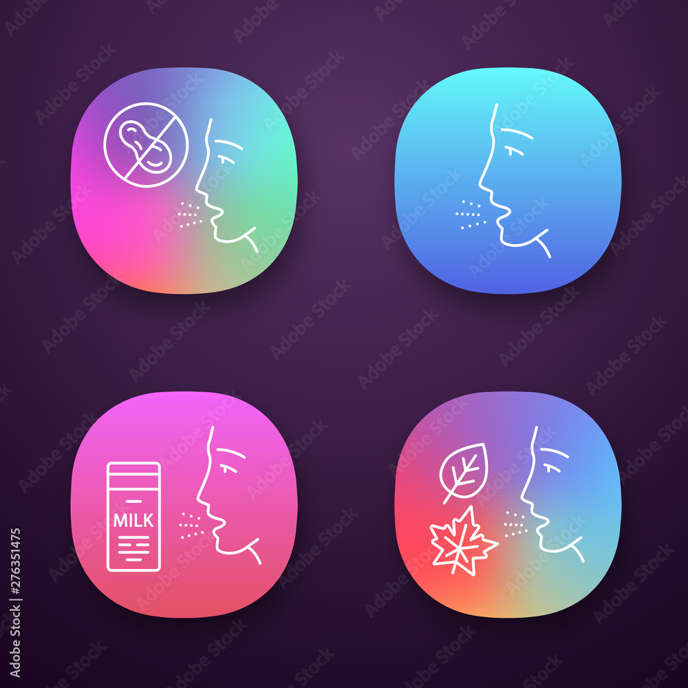 Allergies app icons set Allergies app icons set