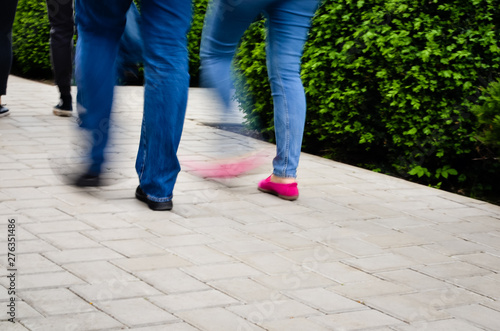 People walking on street - Motion Blur effect .