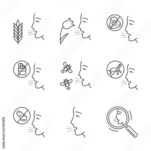 Allergies linear icons set