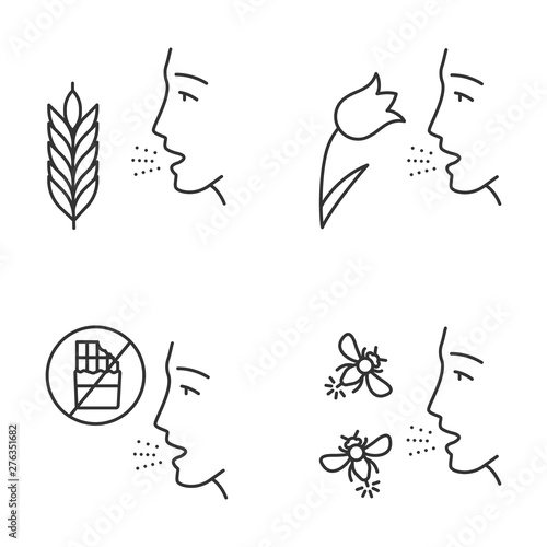 Allergies linear icons set
