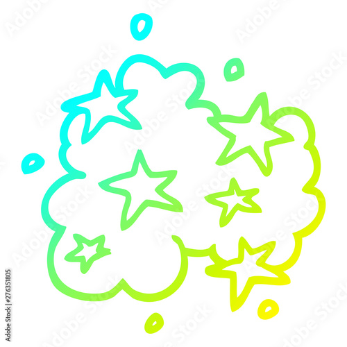 cold gradient line drawing cartoon magical cloud