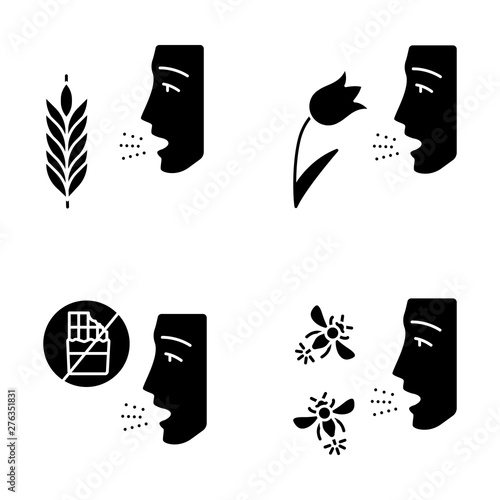 Allergies glyph icons set