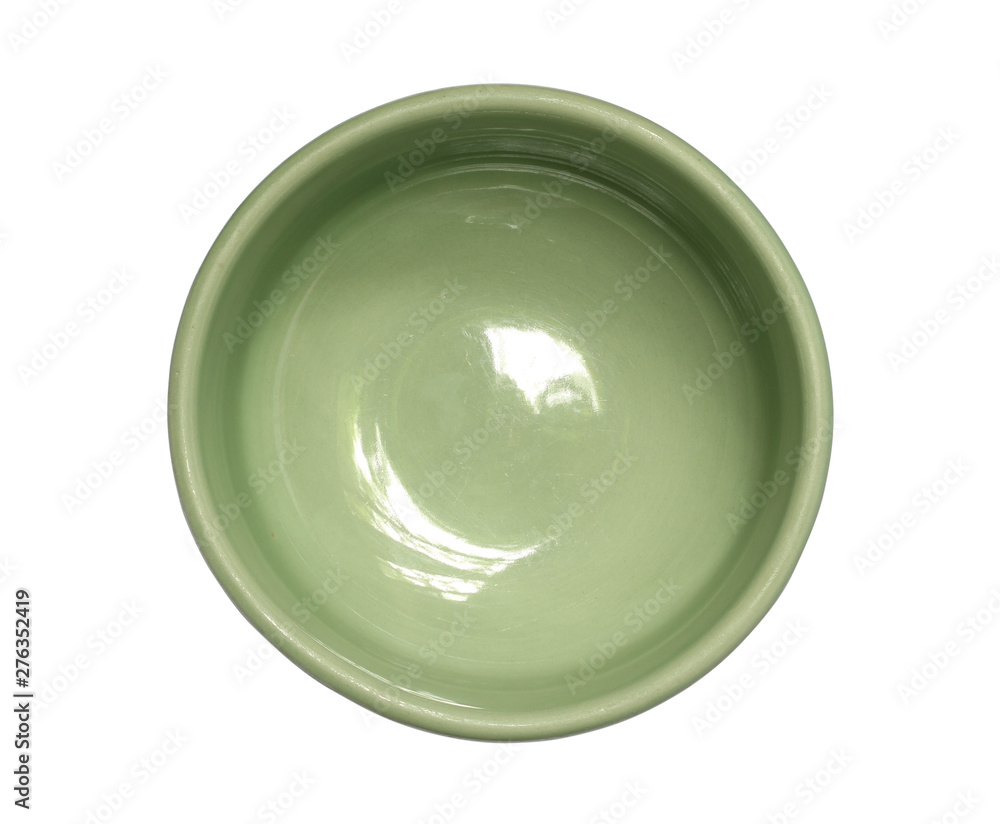 Ceramic clay bowl top view (with clipping path) isolated on white background Ceramic clay bowl top view (with clipping path) isolated on white background