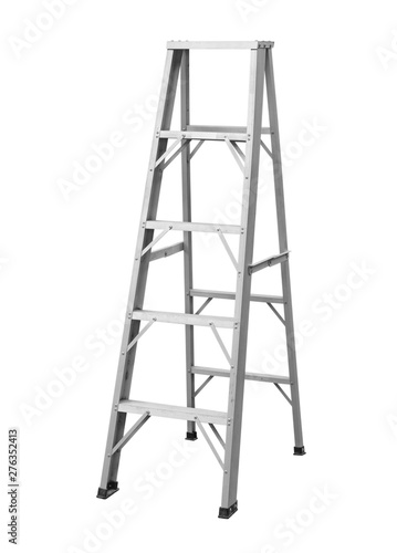 Aluminum stepladder foldable (with clipping path) isolated on white background