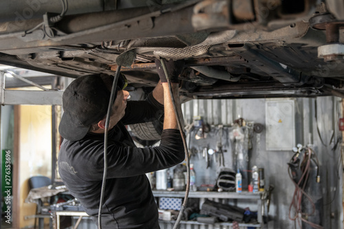 Car repair, car mechanic, knot diagnostics.