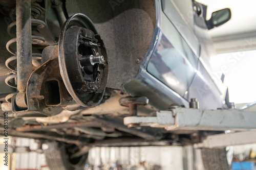 Car repair, rear drum brake repair