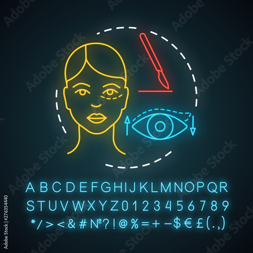 Blepharoplasty neon light icon