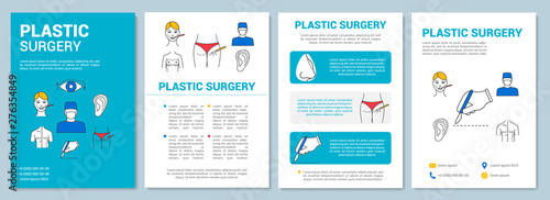 Plastic surgery brochure template layout. Body reconstruction. Flyer, booklet, leaflet print design with linear illustrations. Vector page layouts for magazines, annual reports, advertising posters
