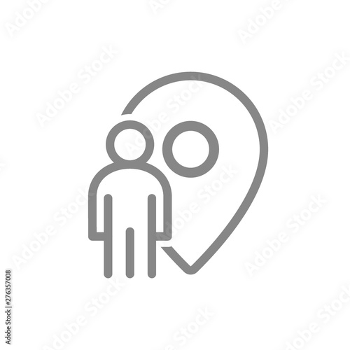 Location pin with man line icon. City navigation symbol and sign