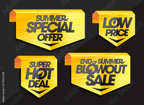 Sign and ribbons set - summer special offer, low price, super hot deal, end of summer blowout sale