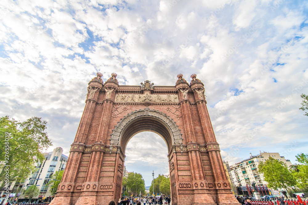 Barcelona, Spain - April. 2019: Triumph Arch, Arc de Triomf in Barcelona
