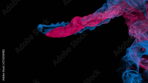 Incense colorful smoke or rich steam curled up on a black background