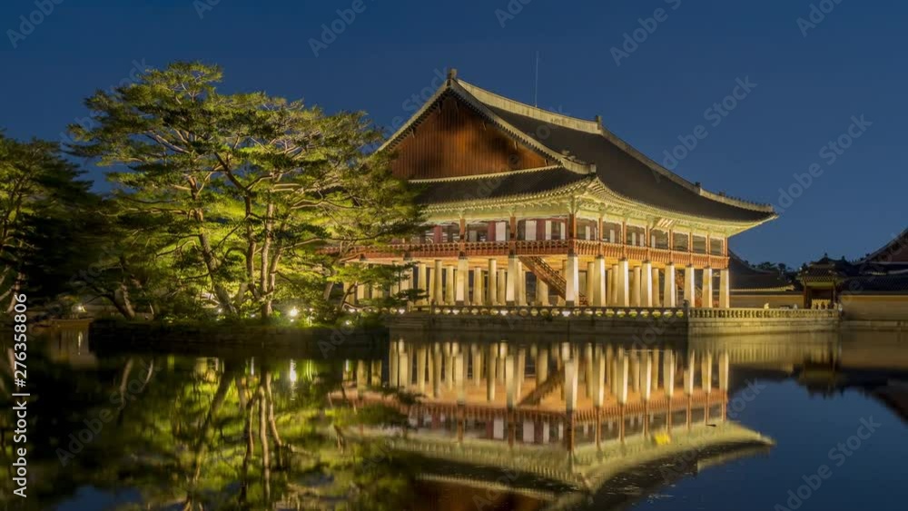 Timelapse of Gyeongbokgung Palace at Night in Seoul ,South Korea. Timelapse of Gyeongbokgung Palace at Night in Seoul ,South Korea.