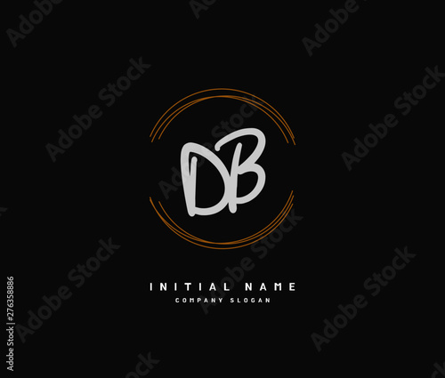 D B DB Beauty vector initial logo, handwriting logo of initial signature, wedding, fashion, jewerly, boutique, floral and botanical with creative template for any company or business.