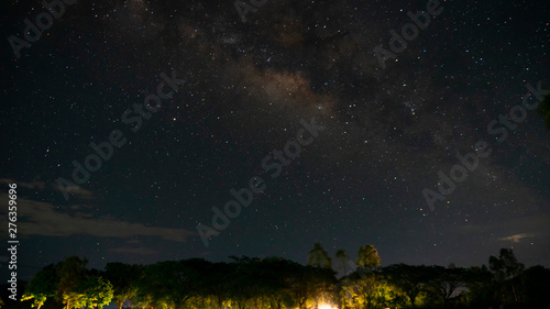 Time lapse of galaxies and meteor at night