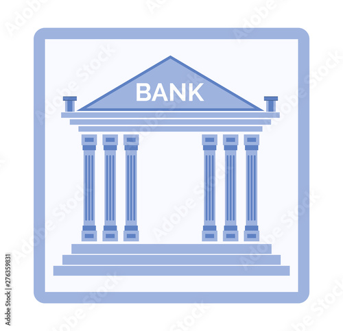 Bank vector, isolated icon in flat style, banking services of institution in classic style, place to keep money and get capital, investment and trust