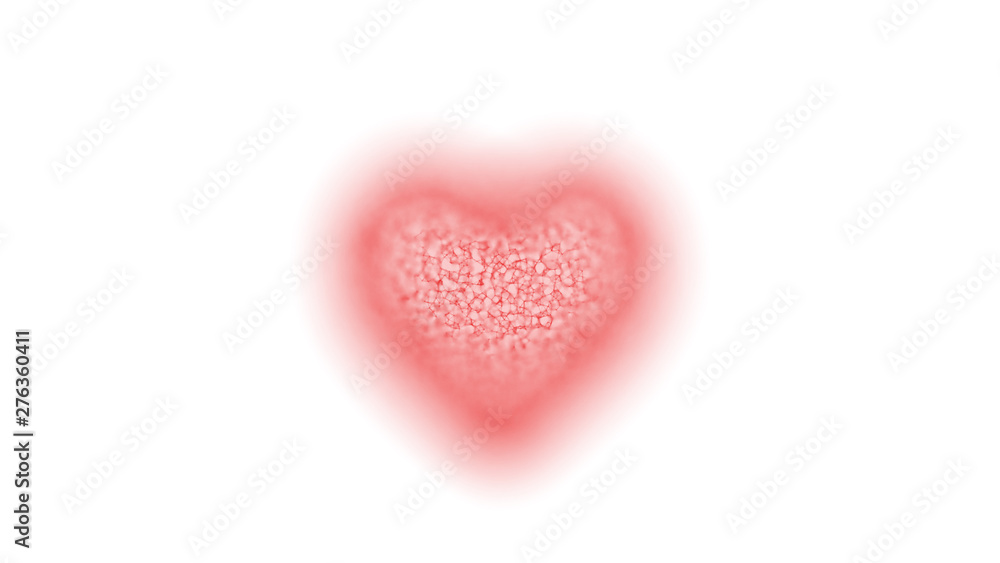 Abstract heart. Degradation. Plexus. Well in focus. Red.