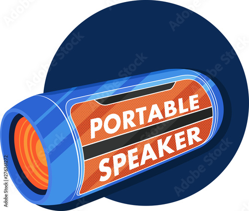 Portable wireless speaker in flat style
