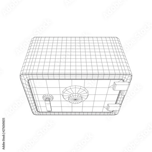 Metal bank vault safe. Wireframe low poly mesh vector illustration