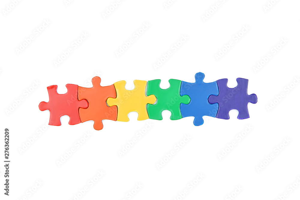 Rainbow puzzles on white background Rainbow puzzles on white background
