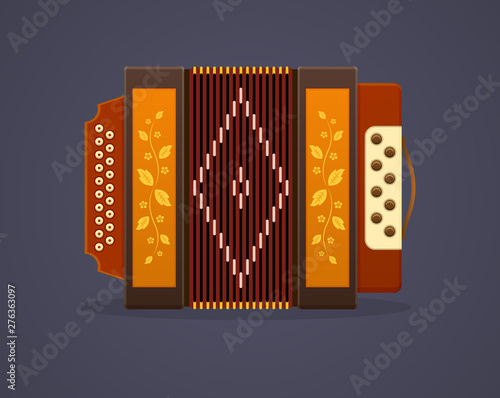 Russian culture music. Modern musical instrument accordion.