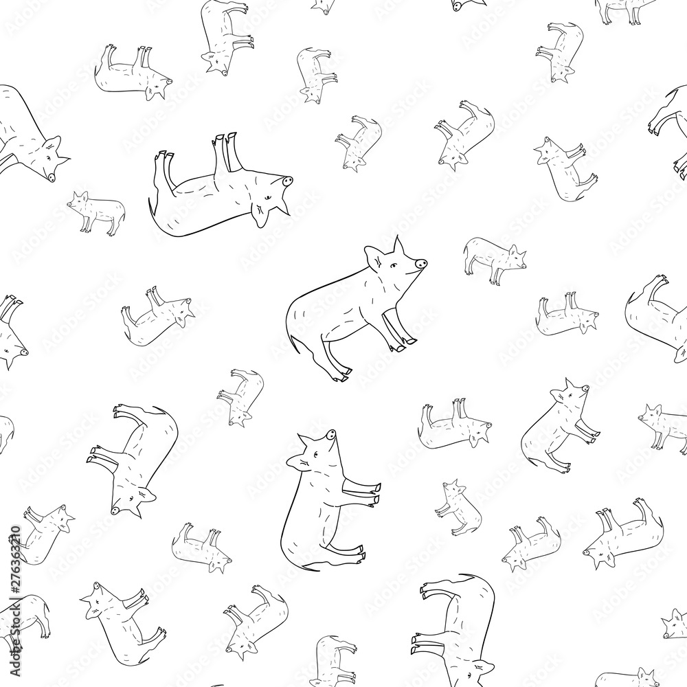 Seamless pattern of pigs.