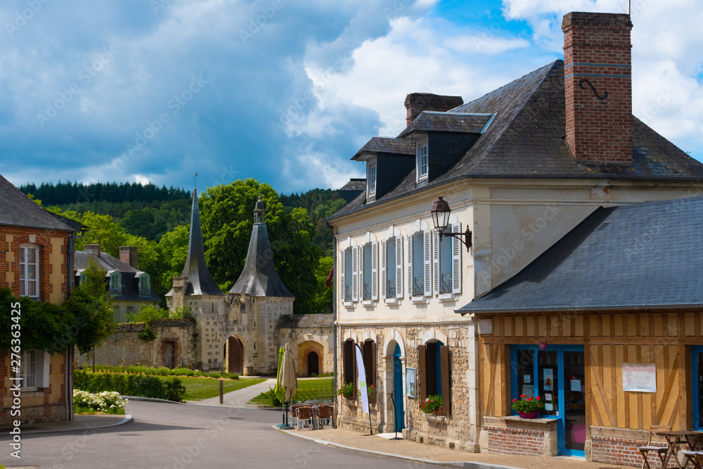 Travel destination in Northern vintage old town village in Normandie district in France. 