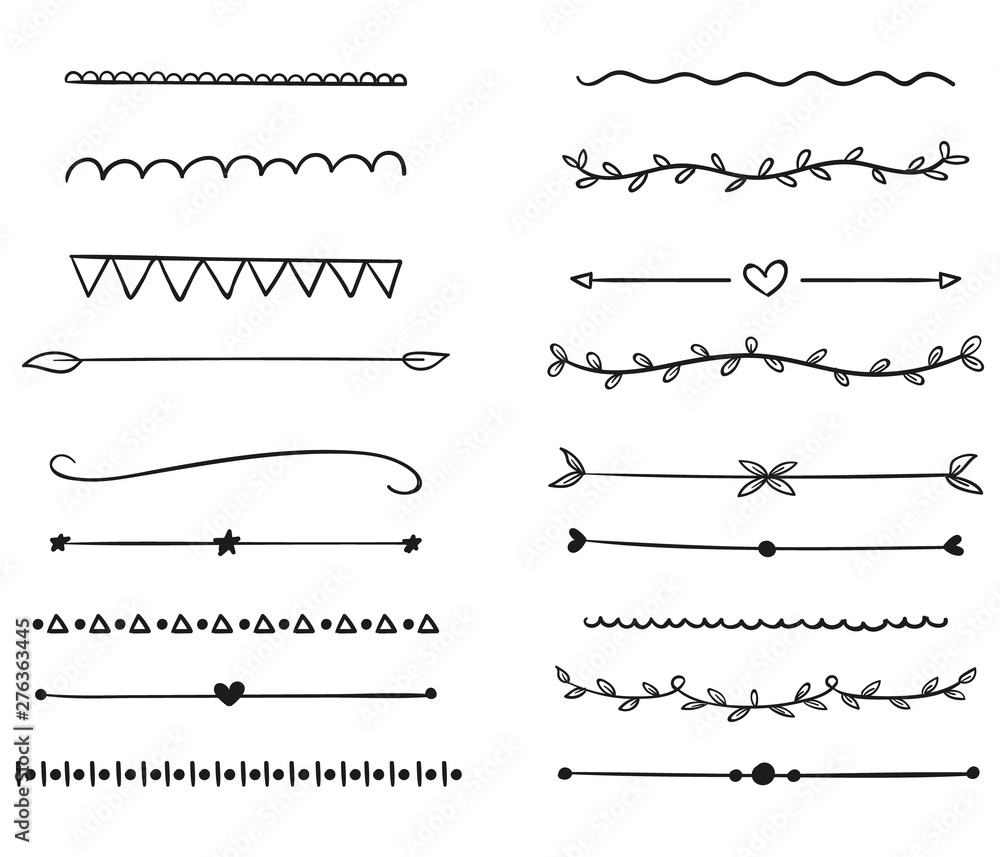 Set Hand Drawn Lines Dividers Vector: เวกเตอร์สต็อก (ปลอดค่าลิขสิทธิ์