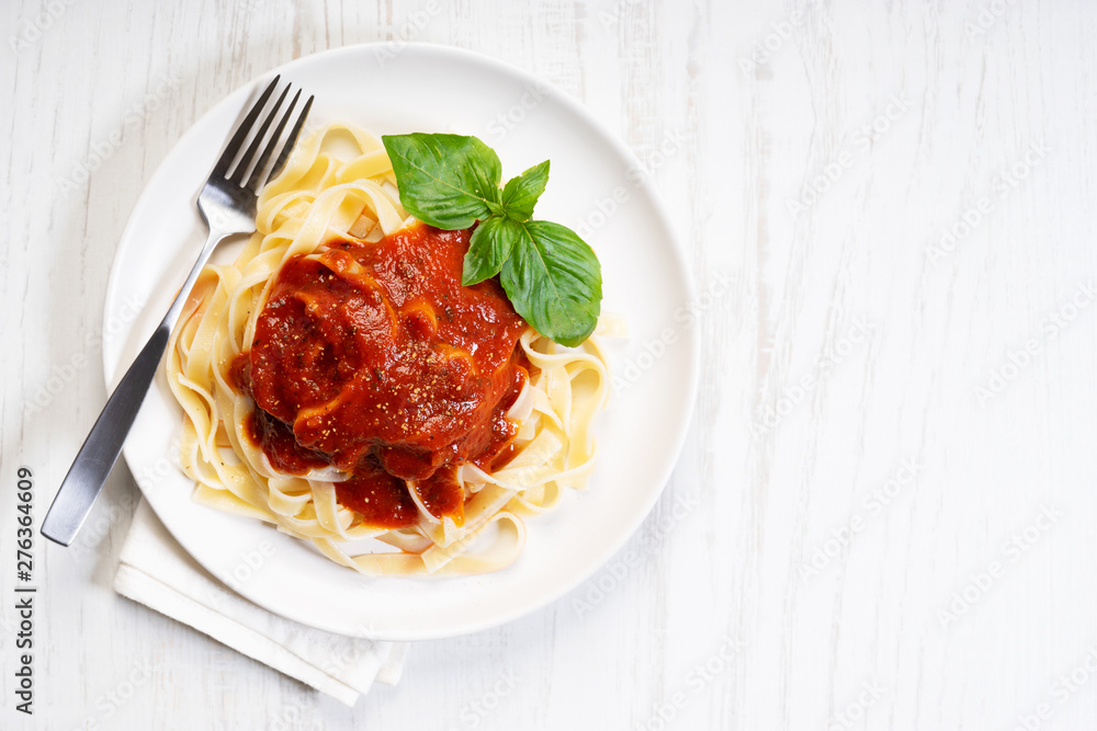 Pasta, fettuccine with tomato sauce Pasta, fettuccine with tomato sauce