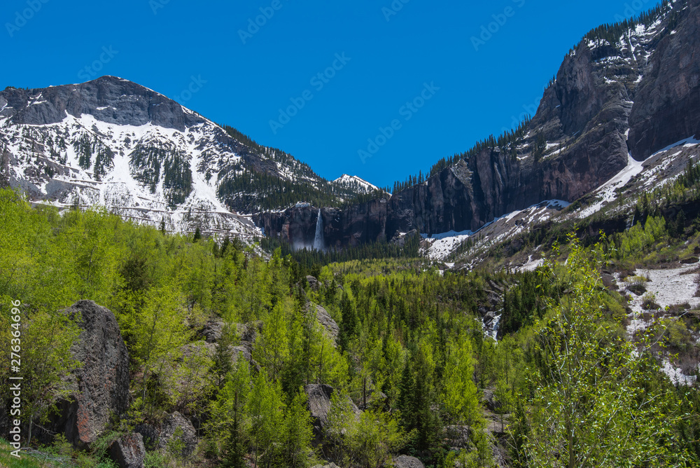 Low angle landscape of mountains above Telluride, Colorado