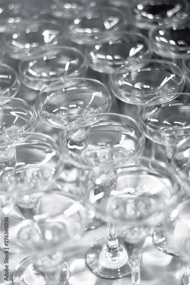 lots of empty champagne glasses lots of empty champagne glasses