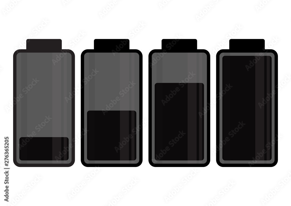 Black battery icon. Charge level. Vector illustration Black battery icon. Charge level. Vector illustration
