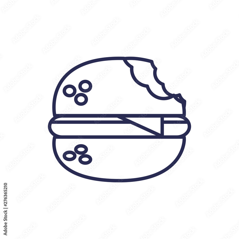hamburger fast food with bite isolated icon hamburger fast food with bite isolated icon