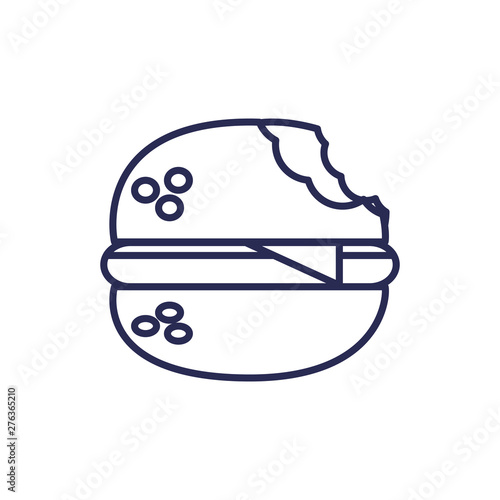 hamburger fast food with bite isolated icon