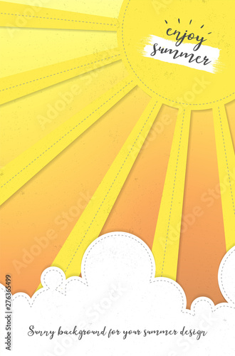 Abstract summer background with sun  clouds and copy space