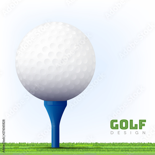 Background for your golf design with ball on blue tee