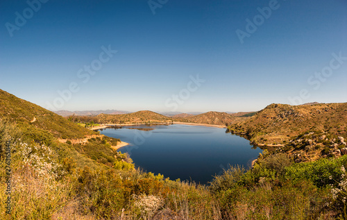 Looking down on Lake Poway early one morning from one of the nearby hiking trails near San Diego  California