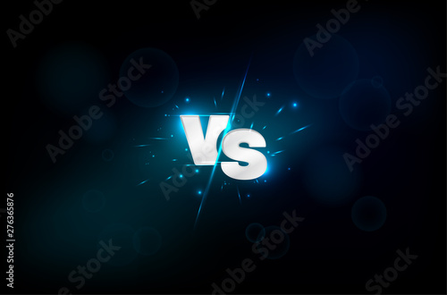 Blue neon versus logo - vs letters for sports competition