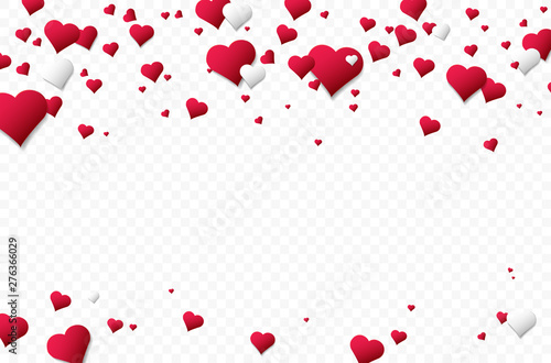 Background with many falling abstract hearts and place for your text