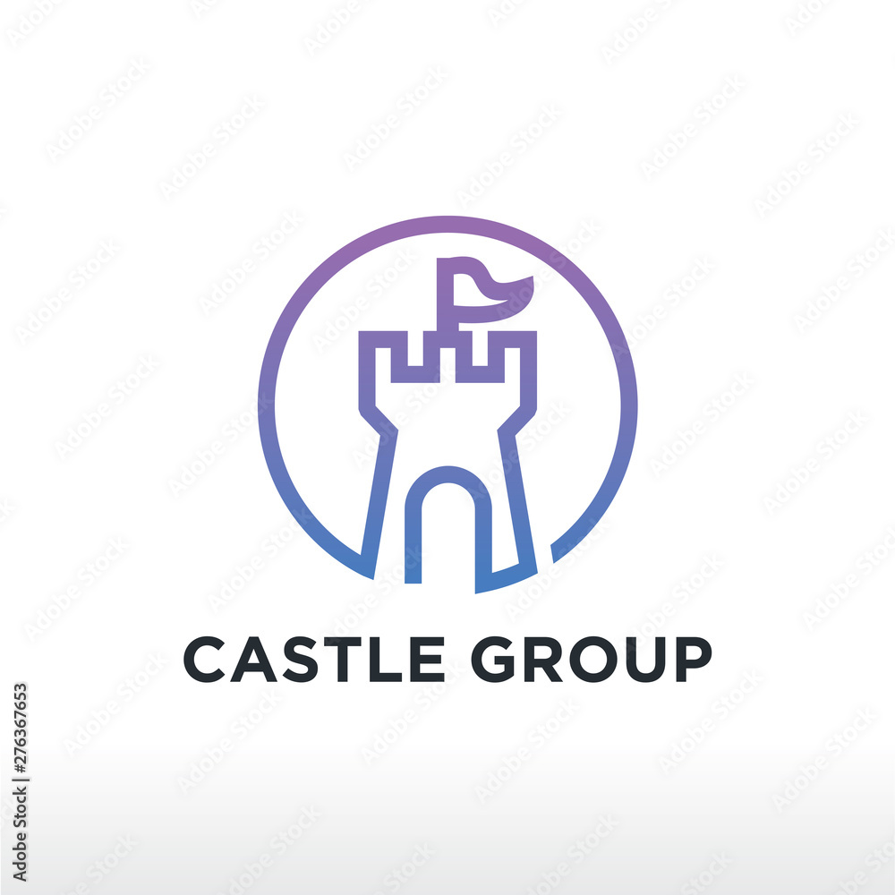 castle cloud logo design concept