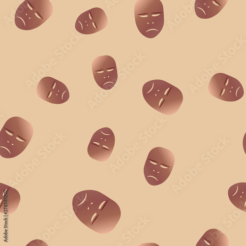 Sorrowful theatrical mask seamless pattern