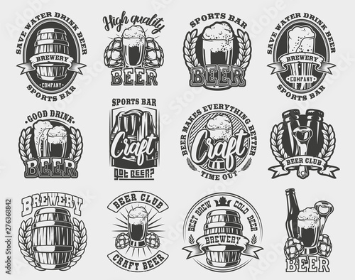 A large set of vector illustrations on the beer theme.